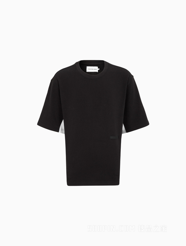 Calvin Klein 22春夏男女情侣中性休闲印花LOGO透气短袖卫衣J400207