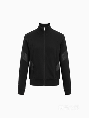 Calvin Klein 22春夏新款女士立领LOGO提花织带云纹拼接拉链卫衣4WS2J401
