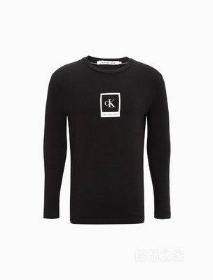 Calvin Klein 22秋冬新款男士休闲印花LOGO透气打底修身长袖T恤J322330