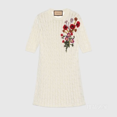 Gucci Lovelight系列棉质刺绣连衣裙 白色