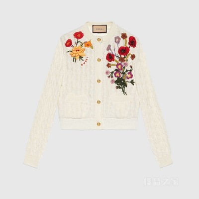 Gucci Lovelight系列棉质刺绣开衫 白色