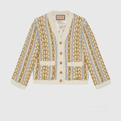 Gucci Lovelight系列棉质针织开衫 金色和象牙白色