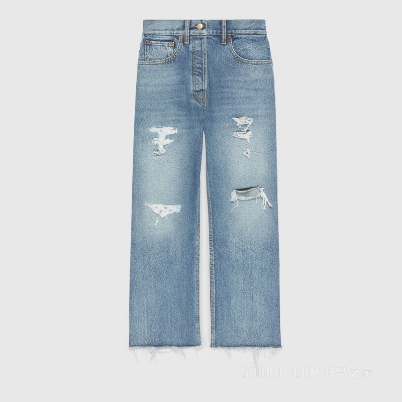 Gucci Lovelight系列直筒牛仔裤 蓝色