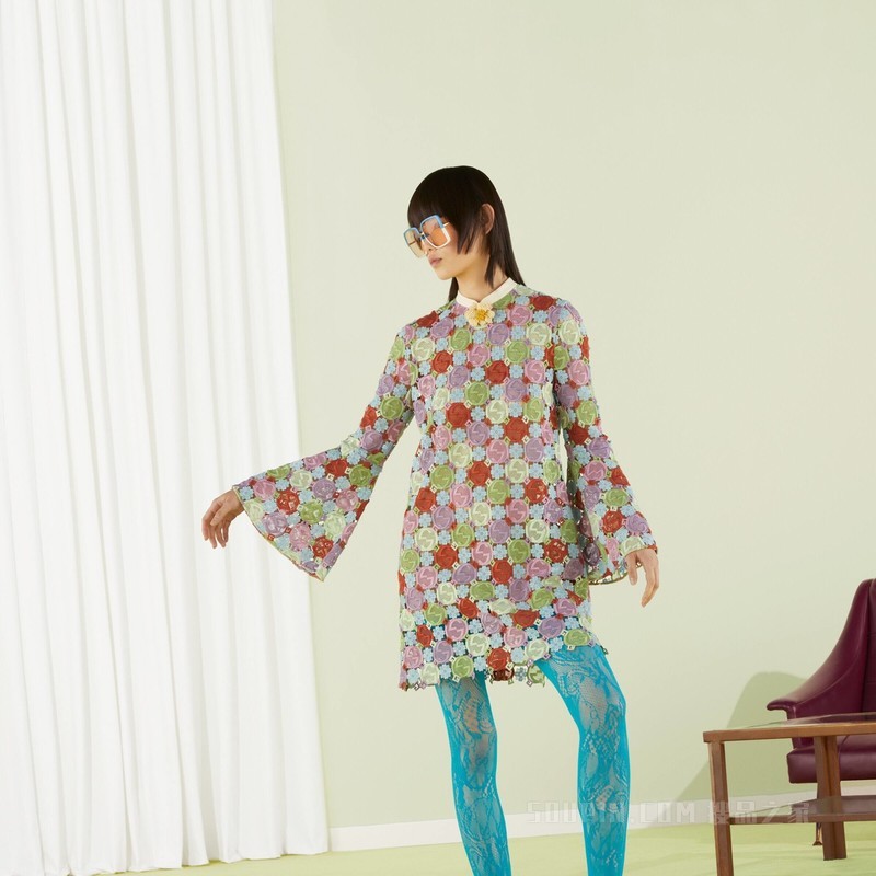 Gucci Lovelight系列互扣式双G绳结编织连衣裙 多色