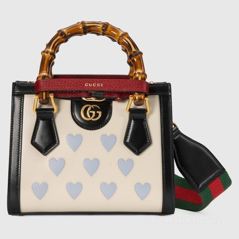 Gucci Lovelight系列Diana竹节迷你托特包 白色皮革