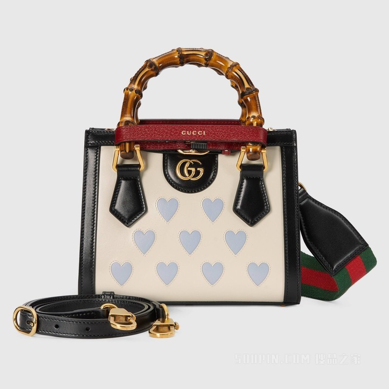 Gucci Lovelight系列Diana竹节迷你托特包 白色皮革