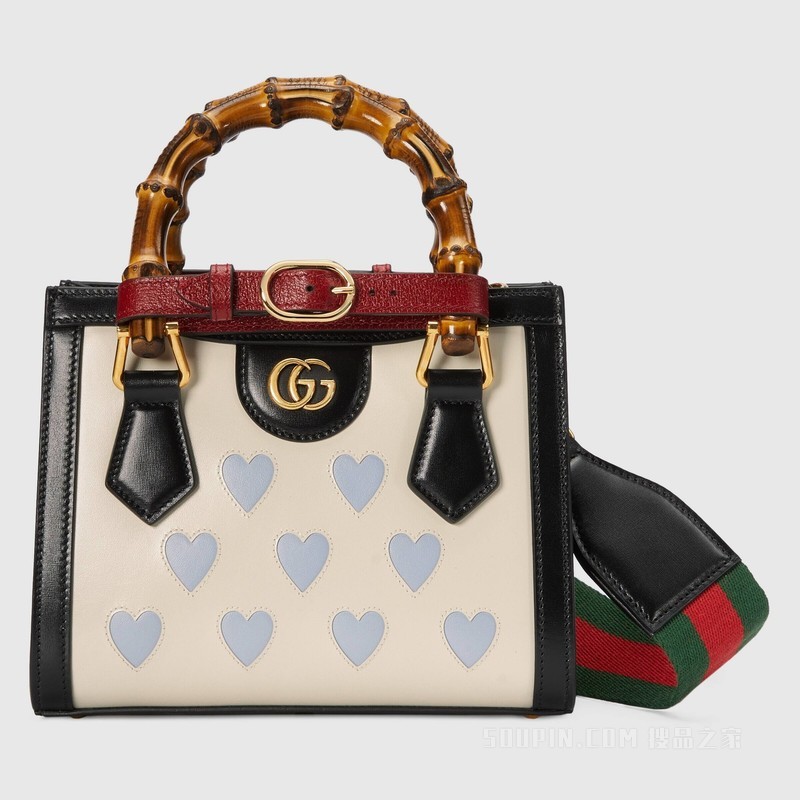 Gucci Lovelight系列Diana竹节迷你托特包 白色皮革