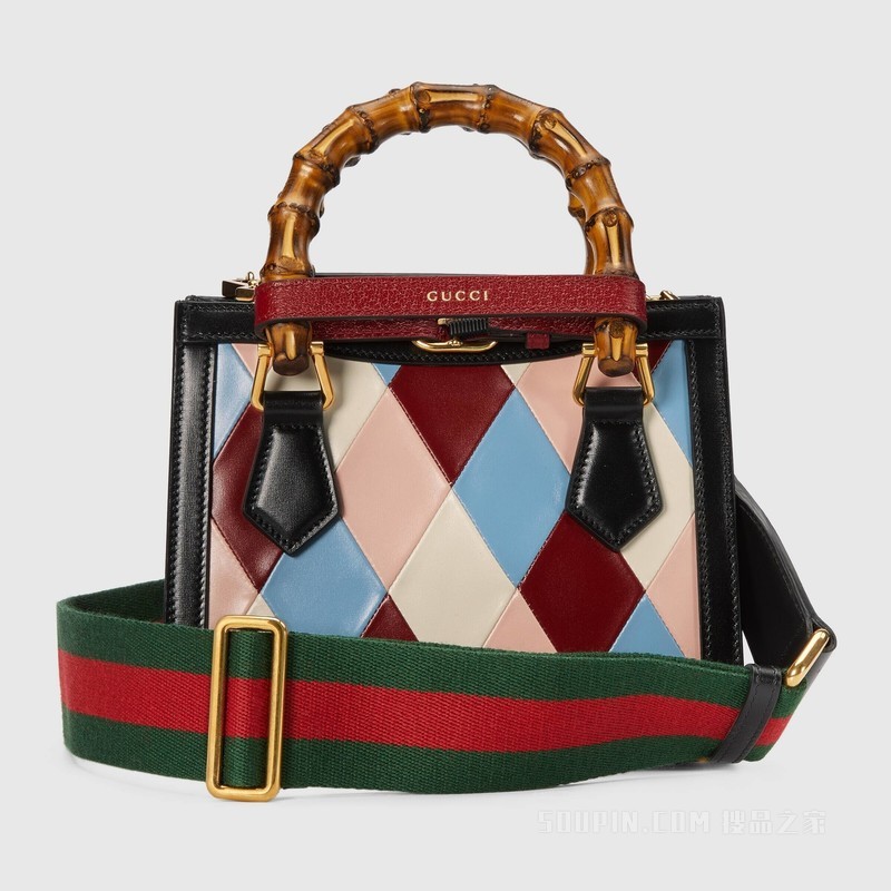 Gucci Lovelight系列Diana竹节迷你托特包 白色皮革