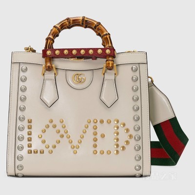 Gucci Lovelight系列Diana竹节小号托特包 白色皮革