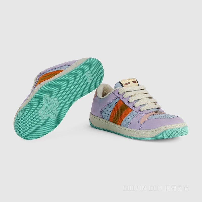 Gucci Lovelight系列Screener运动鞋 浅紫色绒面材质