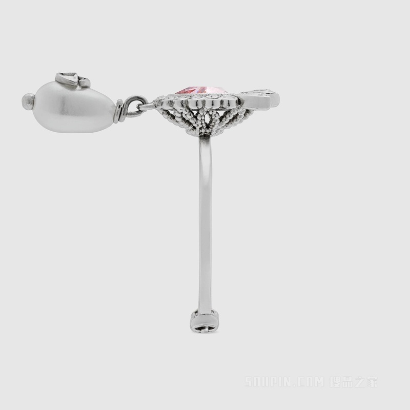 Gucci Lovelight系列双G戒指 钯金色调金属