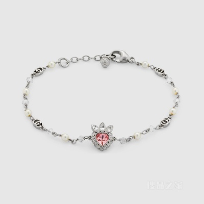 Gucci Lovelight系列双G手镯 钯金色调金属