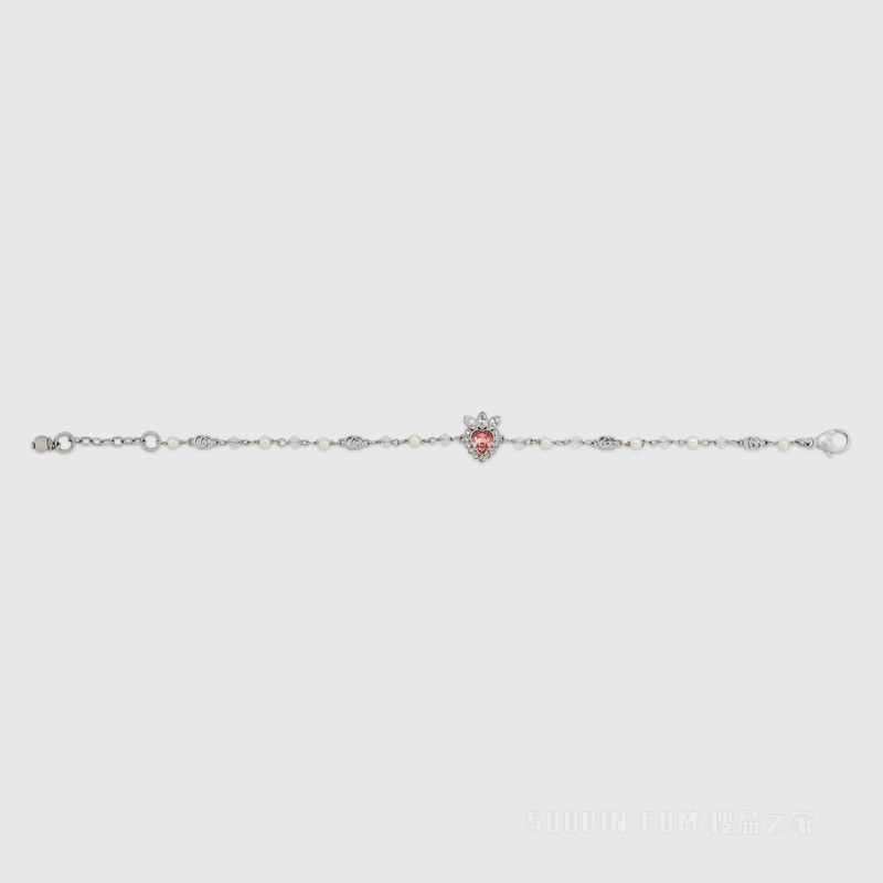 Gucci Lovelight系列双G手镯 钯金色调金属