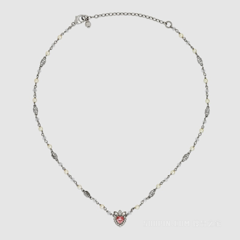 Gucci Lovelight系列双G项链 钯金色调金属