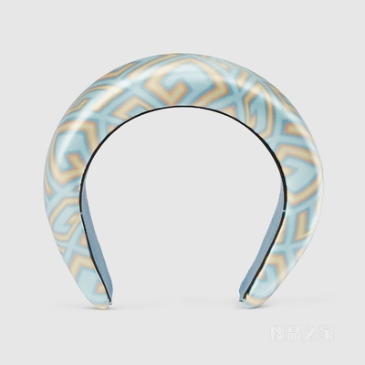 Gucci Lovelight系列方形G扣丝缎发带 浅蓝色和粉色