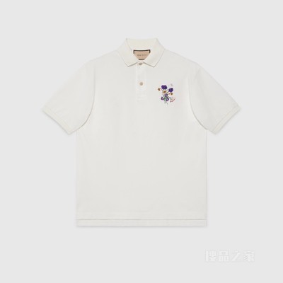 Gucci Lovelight系列刺绣棉质Polo衫 象牙白色