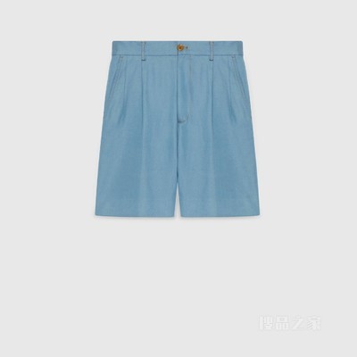 Gucci Lovelight系列刺绣牛仔短裤 蓝色