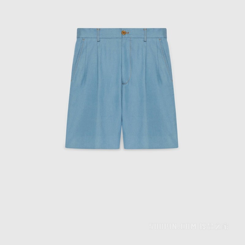 Gucci Lovelight系列刺绣牛仔短裤 蓝色
