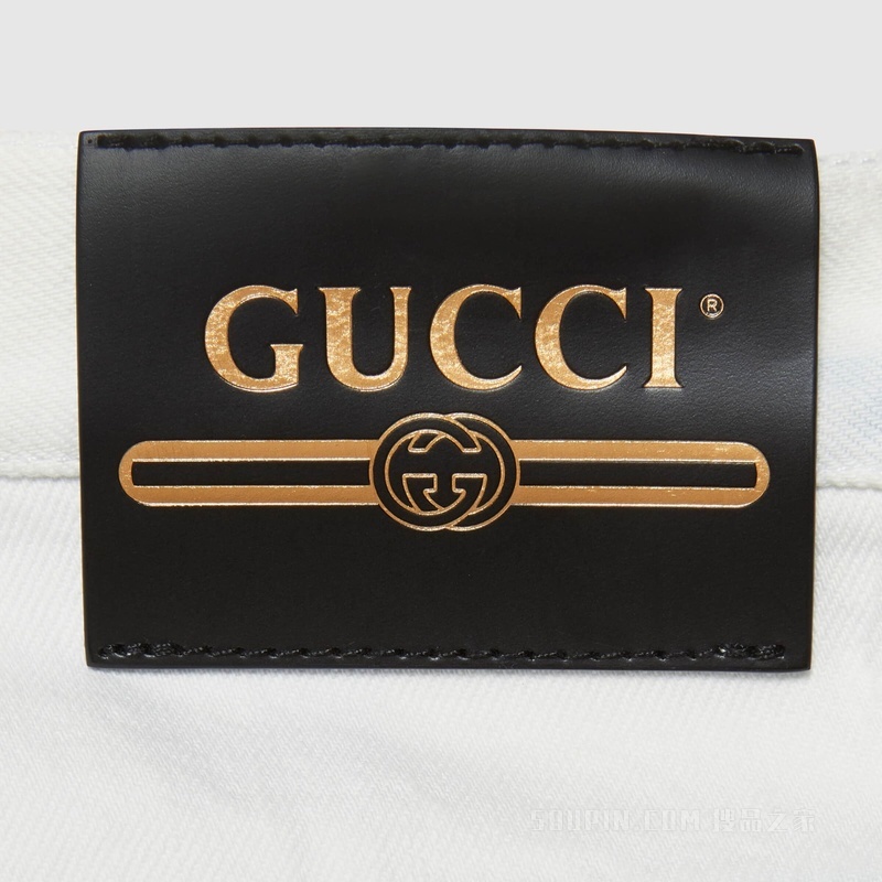 Gucci Lovelight系列刺绣牛仔裤 白色