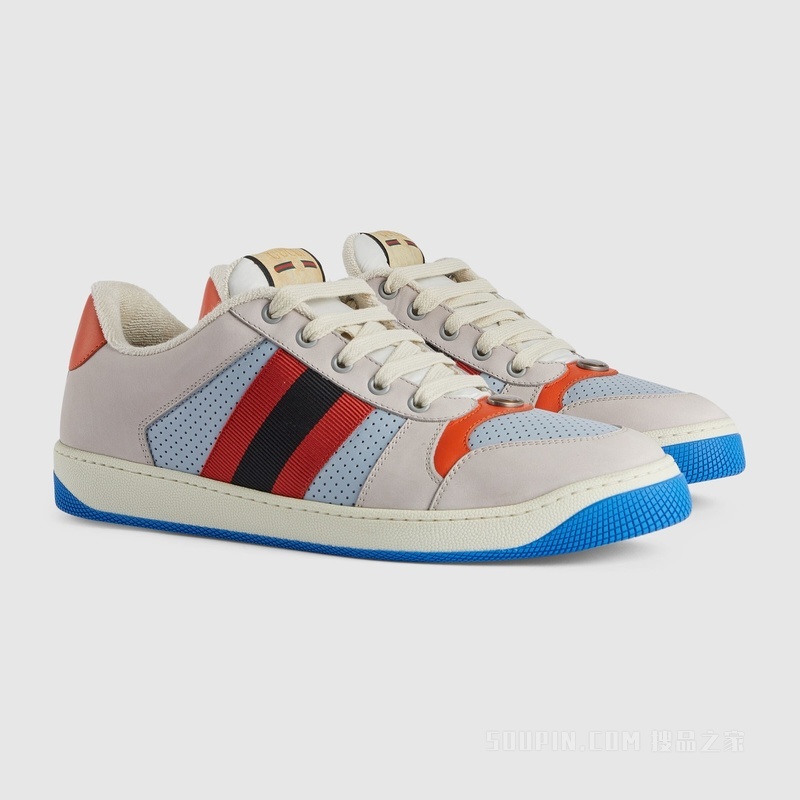 Gucci Lovelight系列Screener运动鞋 灰色绒面材质