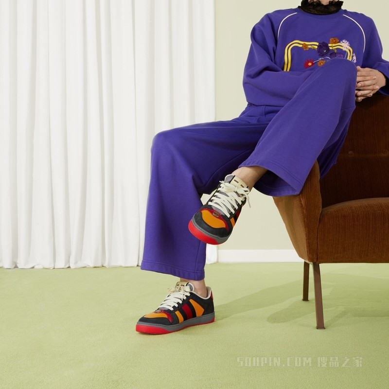 Gucci Lovelight系列Screener运动鞋 黑色绒面材质