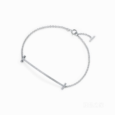 Tiffany T 系列 18K 白金镶钻 Smile 手链