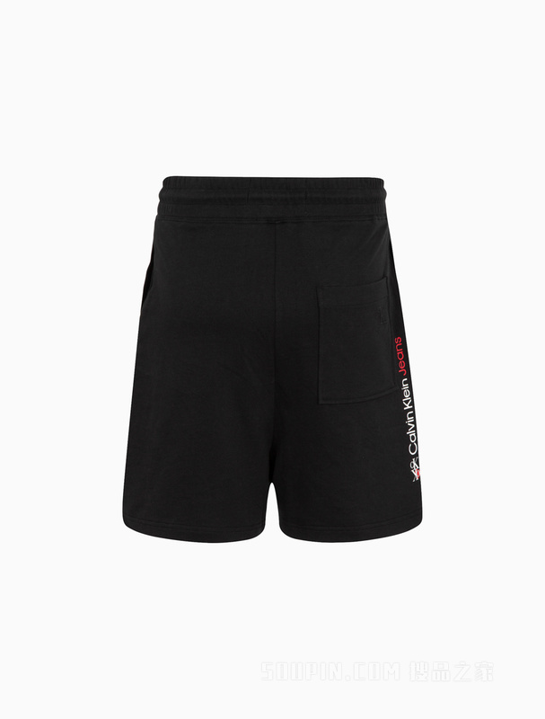 Calvin Klein 22早秋男女情侣中性爱心LOGO印花纯棉抽绳短裤J400173