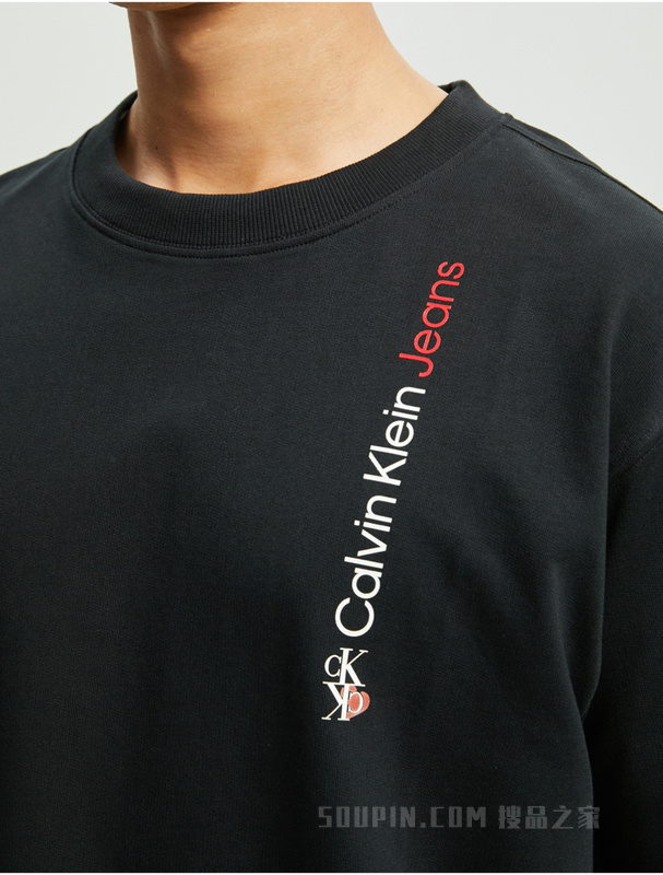 Calvin Klein 22早秋男女情侣中性爱心LOGO印花纯棉短袖卫衣J400174