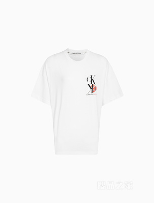 Calvin Klein 22早秋新款女士时尚纯棉透气爱心LOGO印花短袖T恤J219687