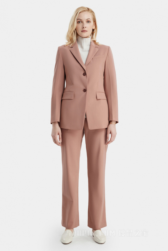 橡木棕极简羊毛西装