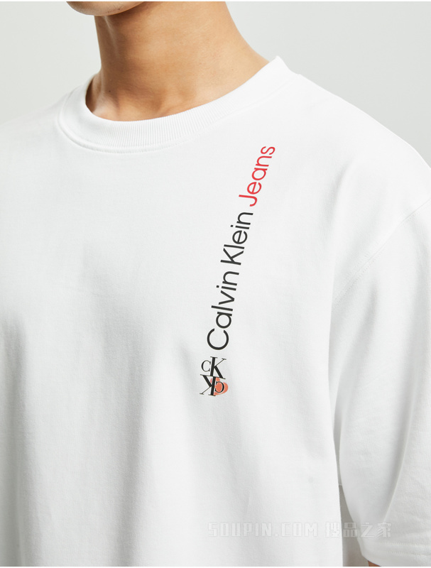 Calvin Klein 22早秋男女情侣中性爱心LOGO印花纯棉短袖卫衣J400174