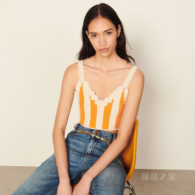 OHAN 钩针短款针织上衣针织及卫衣