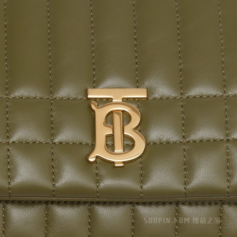 Lola – 迷你绗缝羔羊皮学院风斜挎萝纳包 (深蕨绿色) - 女士