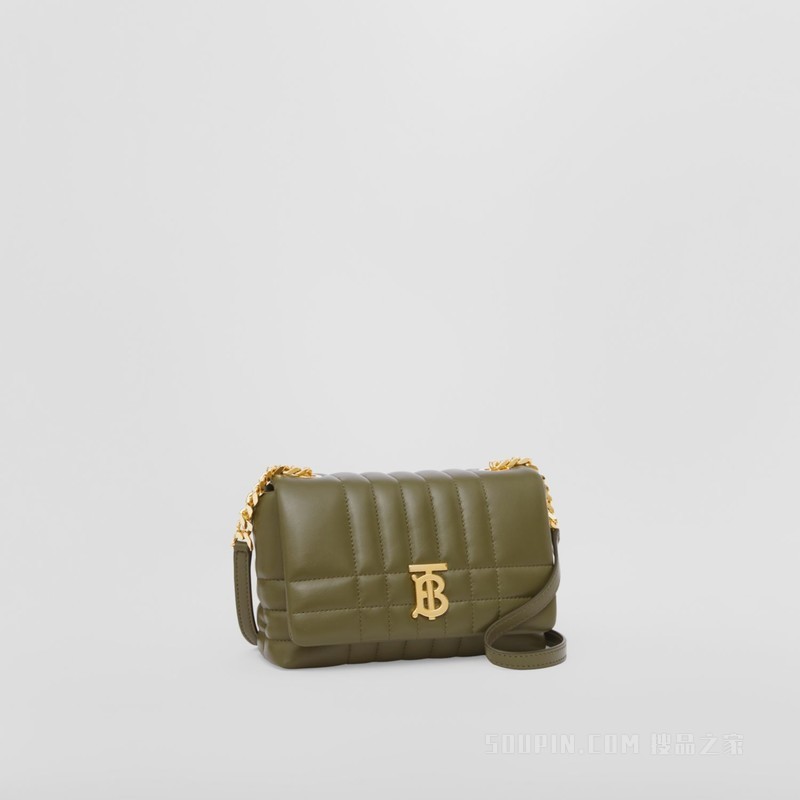 Lola – 迷你绗缝羔羊皮学院风斜挎萝纳包 (深蕨绿色) - 女士