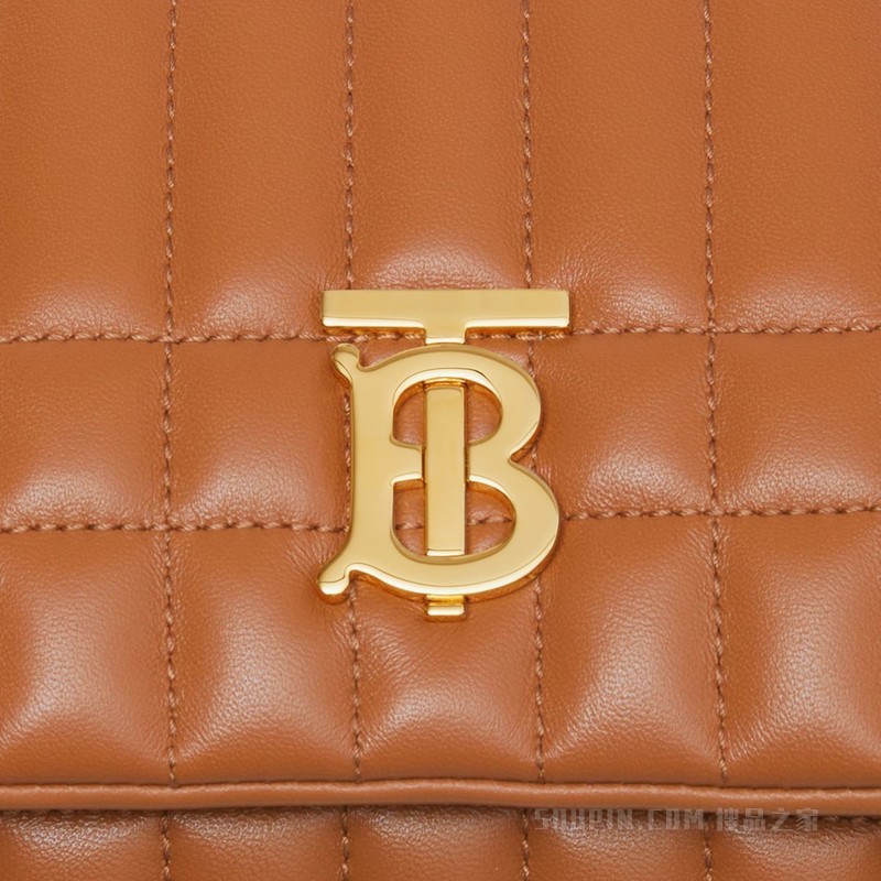 Lola – 迷你绗缝羔羊皮学院风斜挎萝纳包 (枫棕色) - 女士