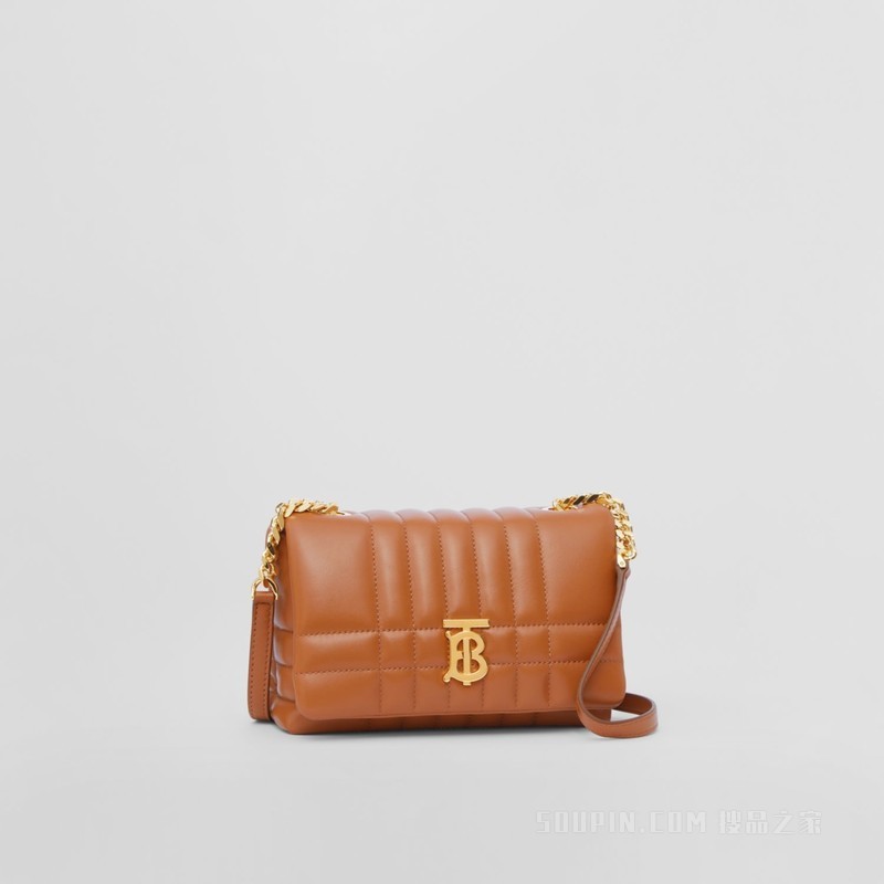 Lola – 迷你绗缝羔羊皮学院风斜挎萝纳包 (枫棕色) - 女士