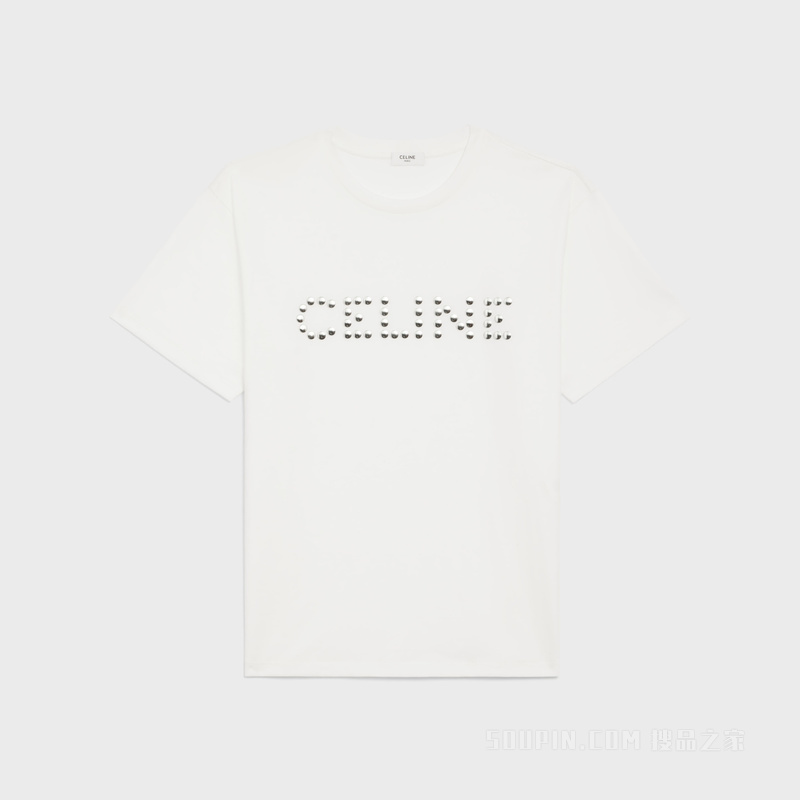 CELINE棉质平纹针织饰钉宽松T恤 26885