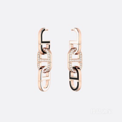 Color Dior 耳环 玫瑰色 18K 金、钻石和高级珠宝彩漆装饰