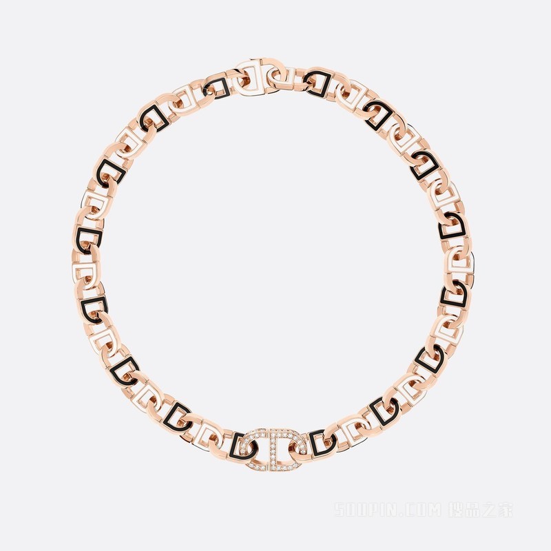 Color Dior 组合式项链和手链 玫瑰色 18K 金、钻石和高级珠宝彩漆装饰