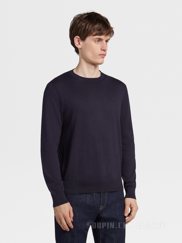 Premium 棉质针织圆领运动衫