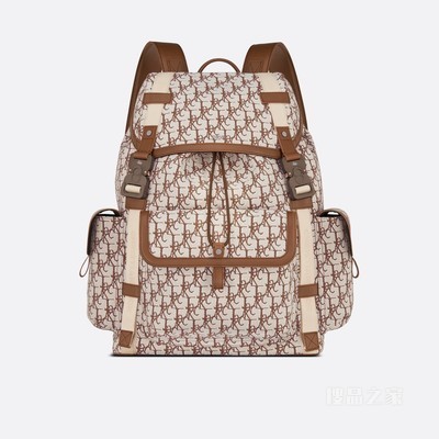 CACTUS JACK DIOR Dior Hit The Road 双肩背包 咖啡色提花面料 Dior and Cactus Jack Oblique 印花