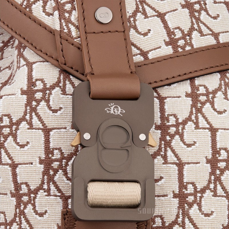 CACTUS JACK DIOR Dior Hit The Road 双肩背包 咖啡色提花面料 Dior and Cactus Jack Oblique 印花