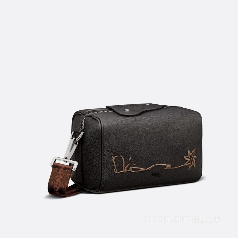 CACTUS JACK DIOR Dior Lingot 22 手袋 黑色粒面牛皮革刺绣标志