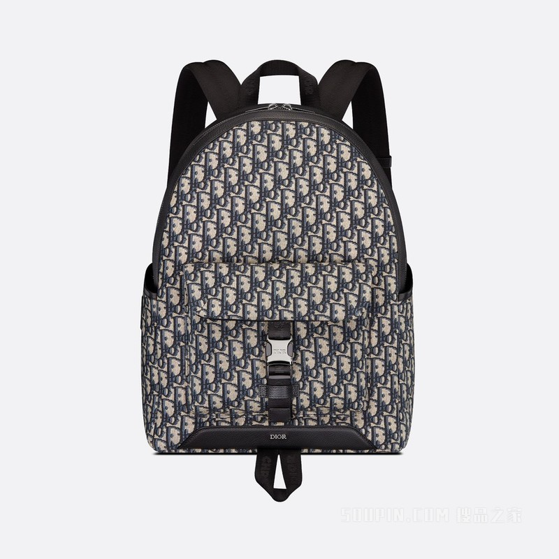 Dior Explorer 双肩背包 米色和黑色 Oblique 印花
