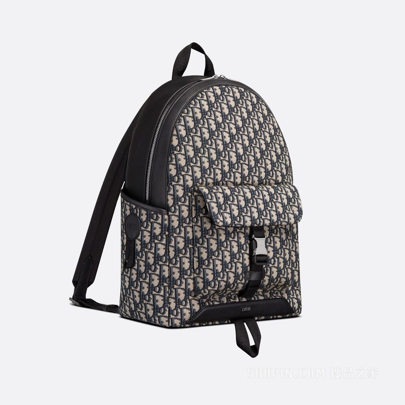 Dior Explorer 双肩背包 米色和黑色 Oblique 印花