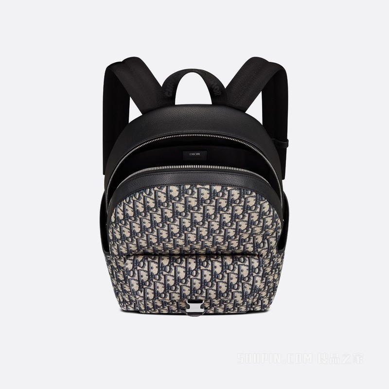 Dior Explorer 双肩背包 米色和黑色 Oblique 印花