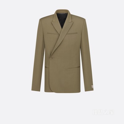 CACTUS JACK DIOR Oblique 单西 咖啡棕色羊毛斜纹面料