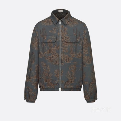 CACTUS JACK DIOR 拉链短夹克 棕色和煤灰色双面科技帆布