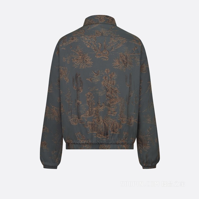 CACTUS JACK DIOR 拉链短夹克 棕色和煤灰色双面科技帆布