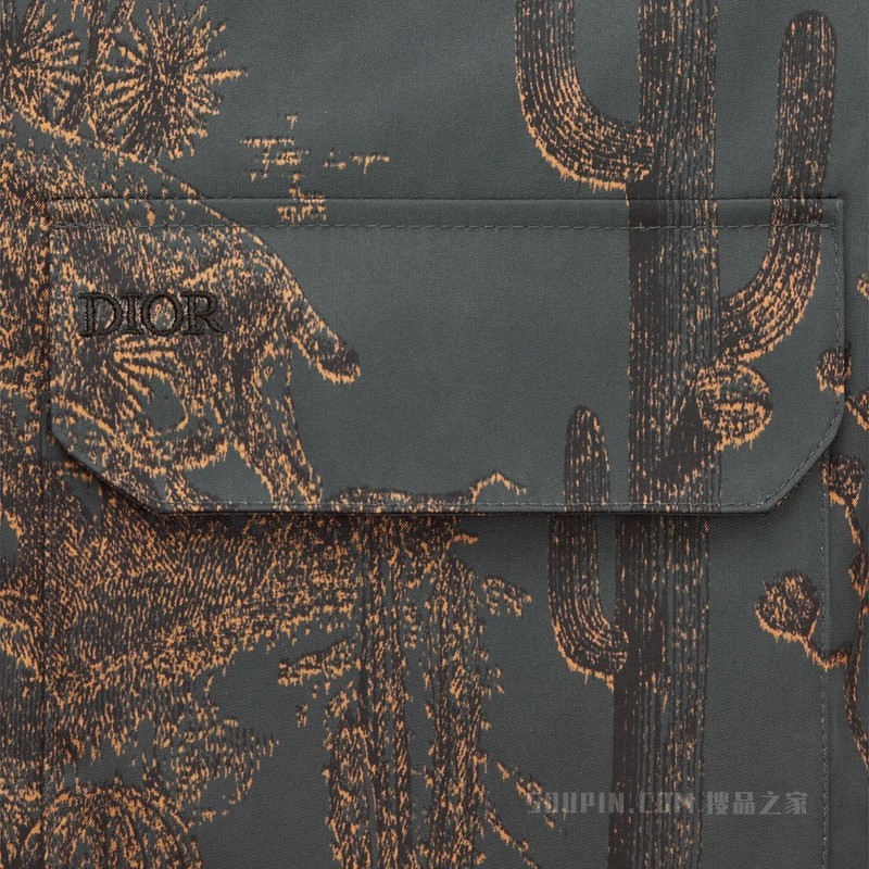 CACTUS JACK DIOR 拉链短夹克 棕色和煤灰色双面科技帆布